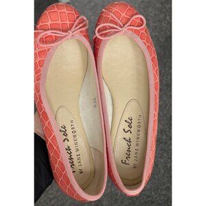 French soles shoes size 5.5  lady or girl pink  moc crocodile worn twice